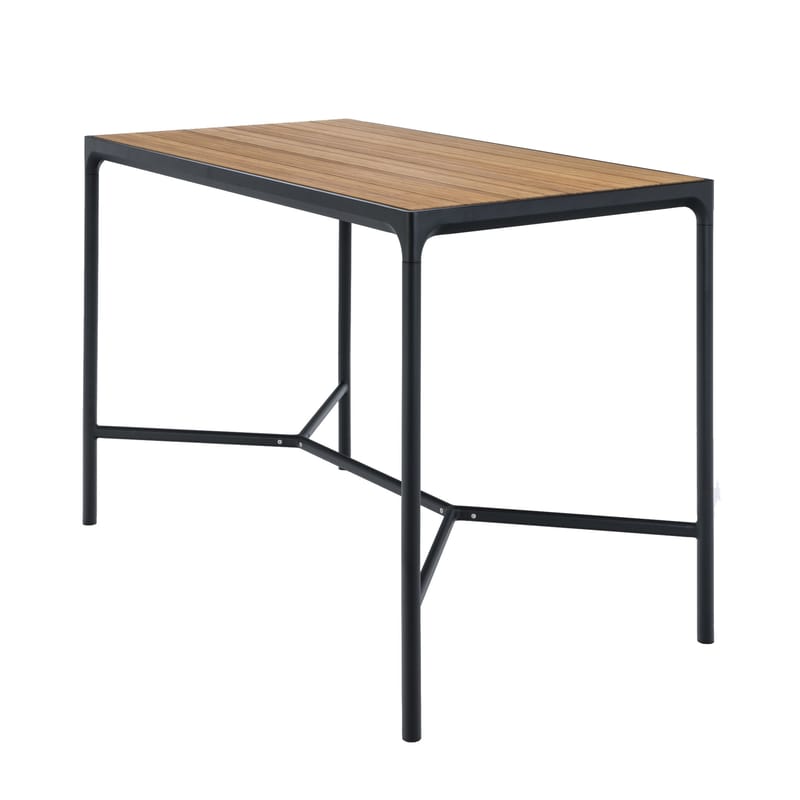 Mobilier - Mange-debout et bars - Table haute Four métal noir bois naturel / L 160 x H 111 cm - Houe - Bambou / Piètement noir - Aluminium, Bambou