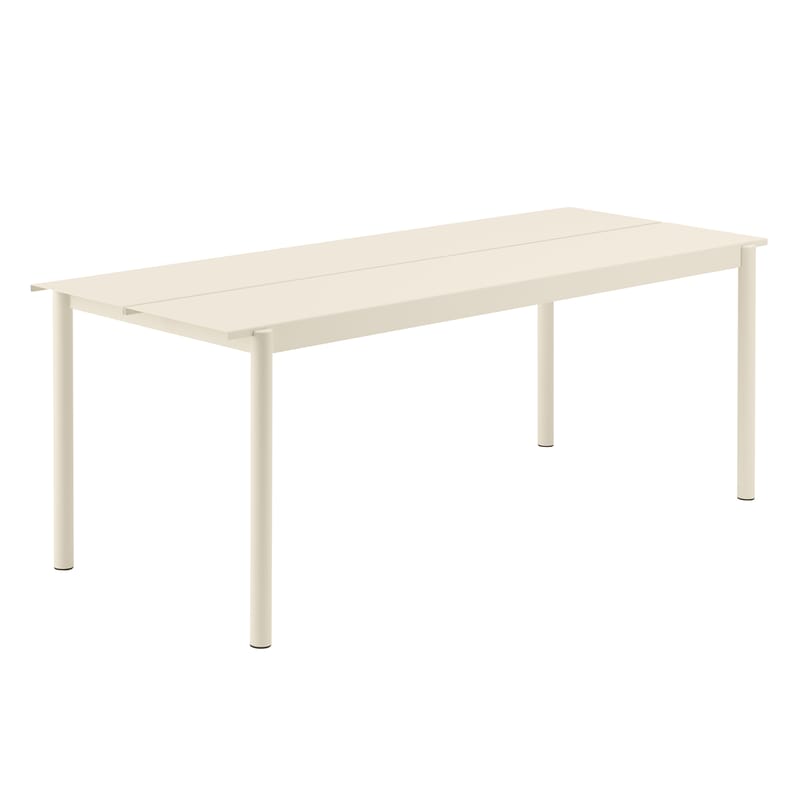 Jardin - Tables de jardin - Table rectangulaire Linear métal blanc / 200 x 75 cm - Muuto - Blanc - Acier revêtement poudre