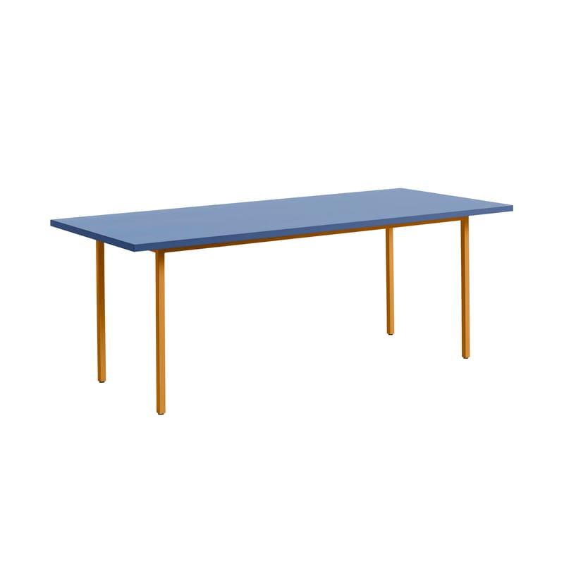 Mobilier - Tables - Table rectangulaire Two-Colour / 200 x 90 cm - MDF Valchromat® - Hay - Plateau bleu / Piètement ocre - Acier laqué, MDF Valchromat®