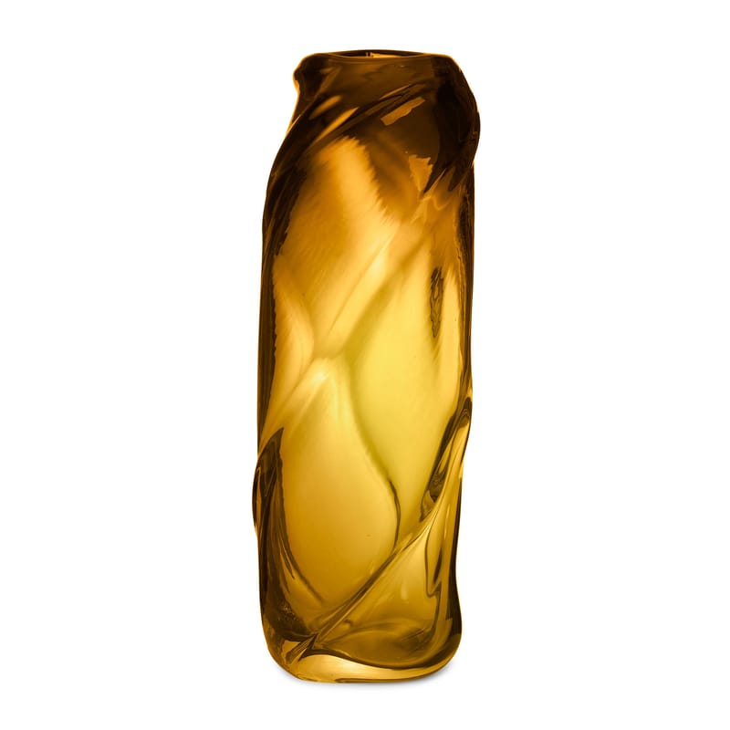 Décoration - Vases - Vase Water Swirl verre orange / H 47 cm - soufflé bouche - Ferm Living - Ambre - Verre soufflé bouche