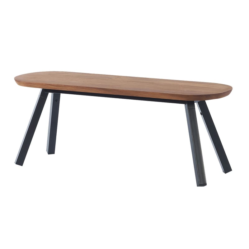 Furniture - Benches - Y&M Bench - Wood & metal  / L 120 cm by RS BARCELONA - Wood / Black legs - Iroko wood, Steel