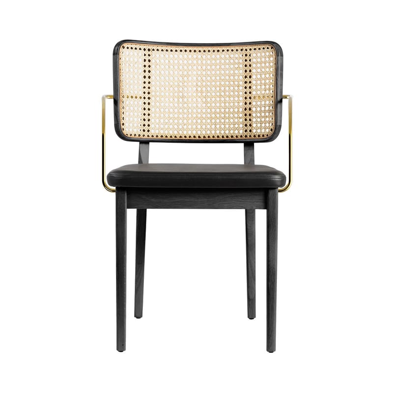 RED Edition Cannage Bridge armchair black brass natural rottan