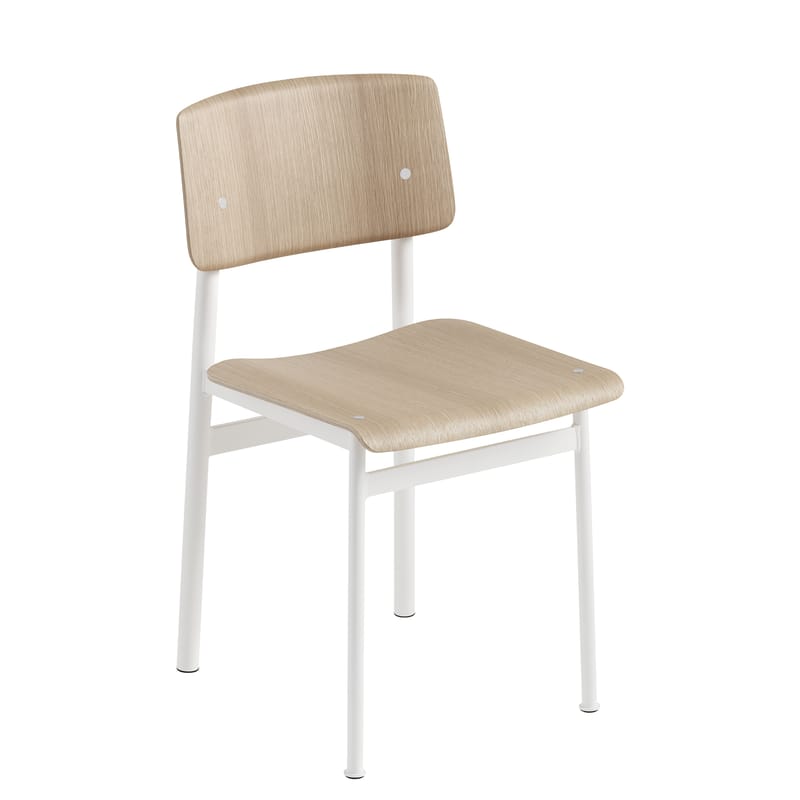 Mobilier - Chaises, fauteuils de salle à manger - Chaise Loft blanc bois naturel - Muuto - Blanc / Chêne - Acier laqué époxy, Contreplaqué de chêne