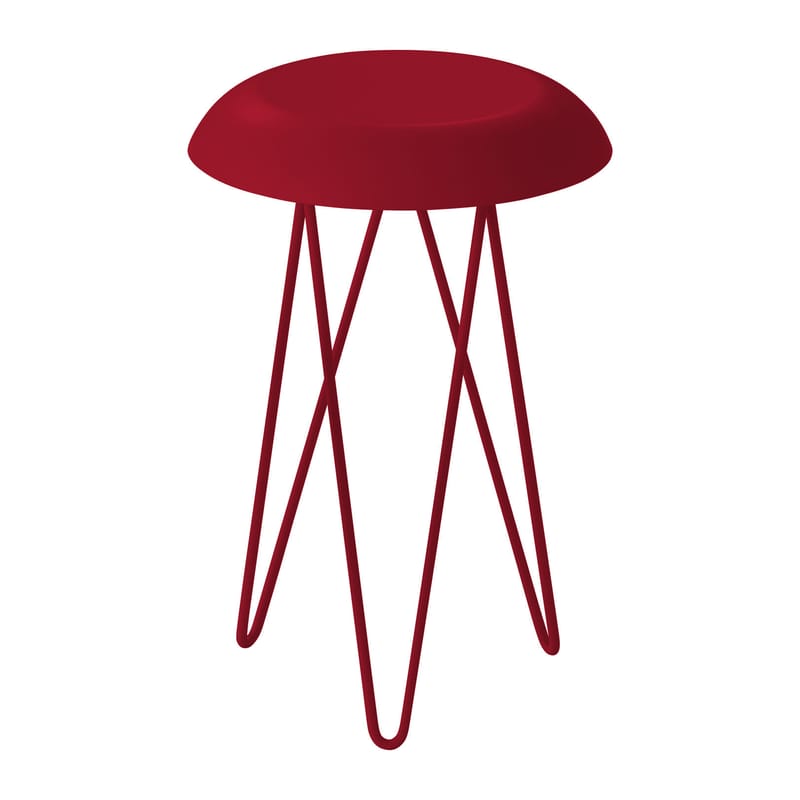 Furniture - Coffee Tables - Meduse End table metal red Ø 30 x H 44 cm - Casamania - Burgundy - Varnished metal, Varnished stainless steel