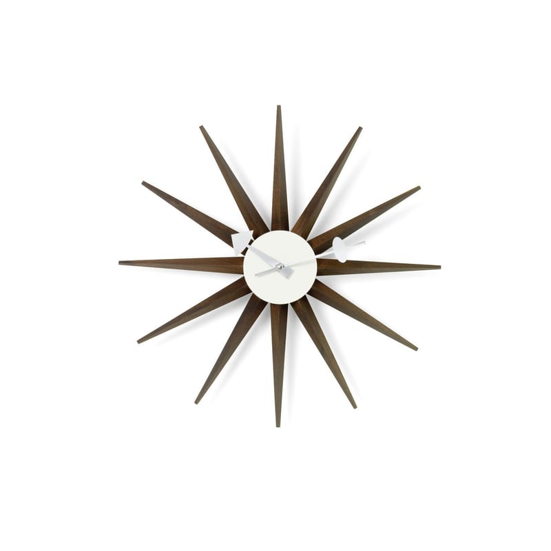 Décoration - Horloges  - Horloge Sunburst Clock bois naturel / By George Nelson, 1948-1960 / Ø 47 cm - Vitra - Noyer foncé - Métal, Noyer massif