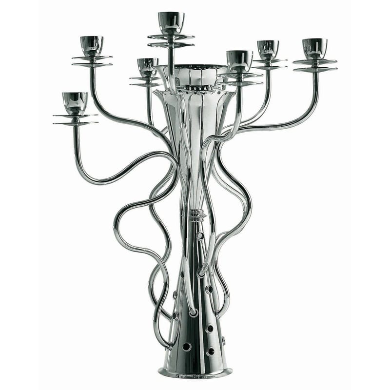 Dekoration - Kerzen, Kerzenleuchter und Windlichter - Kerzenleuchter Simon metall grau silber - Driade - Silber - Metall mit Silberauflage