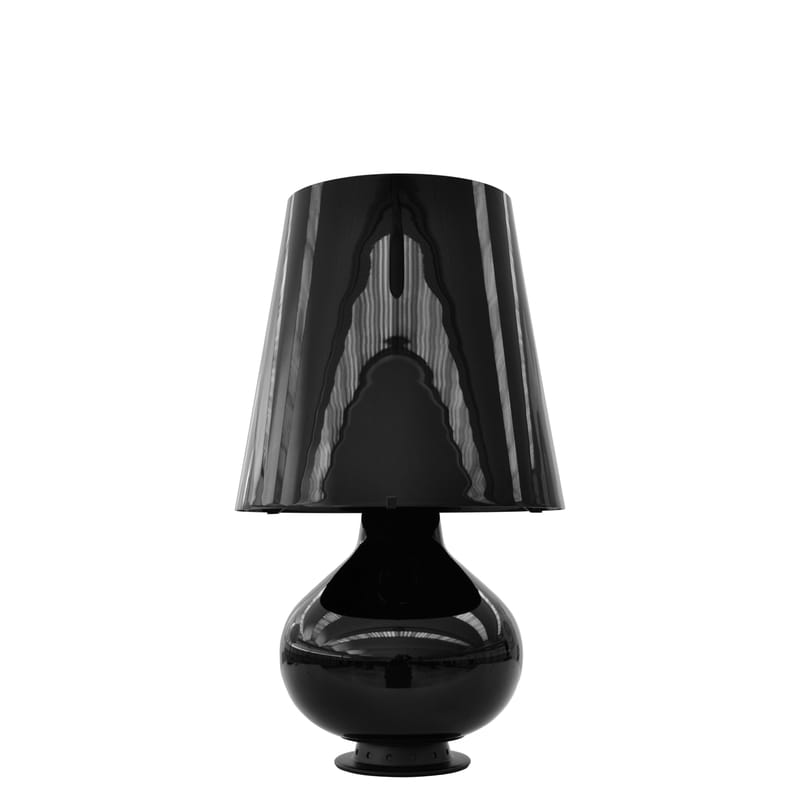 Luminaire - Lampes de table - Lampe de table Fontana Small verre noir / H 34 cm - Fontana Arte - Noir - Métal peint, Verre soufflé