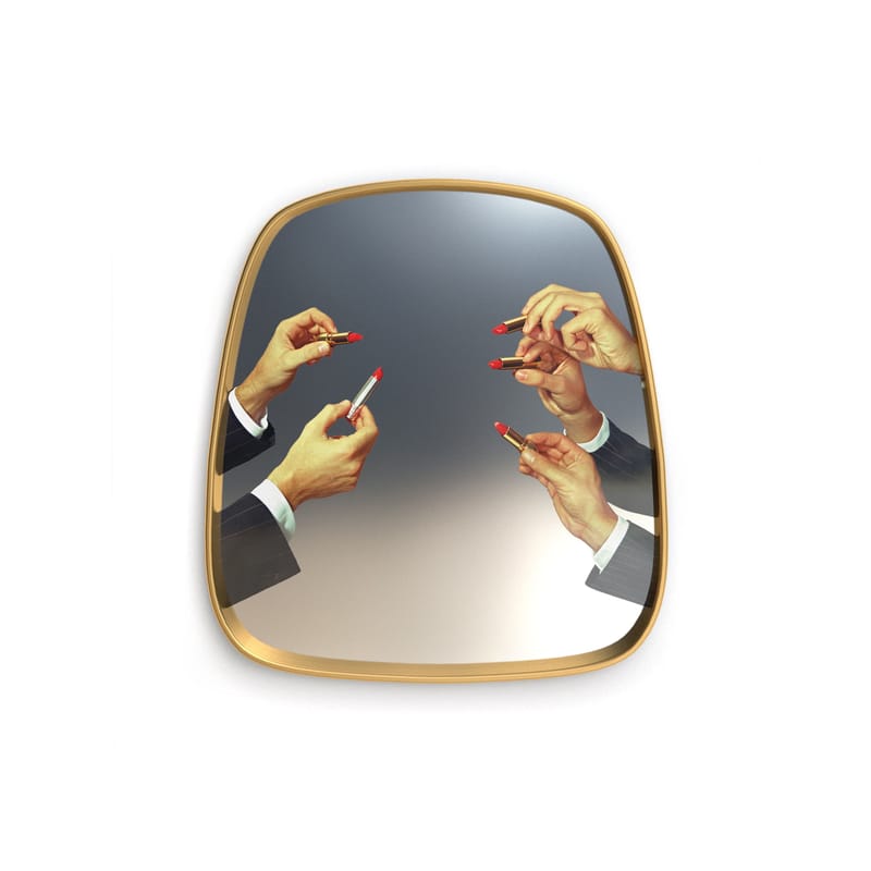 Dekoration - Spiegel - Spiegel Toiletpaper metall glas bunt gold spiegel / Lippenstifte - 54 x 59 cm - Seletti - Lipsticks / Rahmen Messing - Glas, Holzfaserplatte, Messing