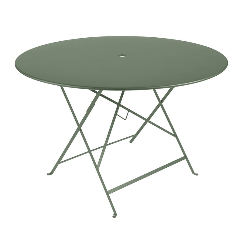 Jardin - Tables de jardin - Table pliante Bistro métal vert / Ø 117 cm - Trou parasol - Fermob - Cactus - Acier peint