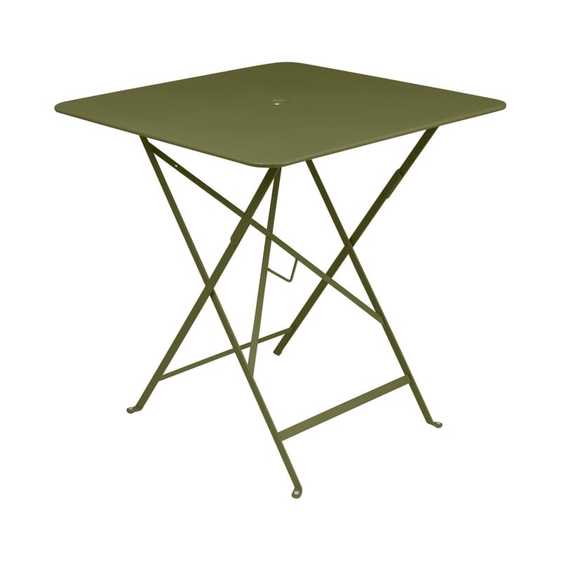 Jardin - Tables de jardin - Table pliante Bistro métal vert / 71 x 71 cm - 3/4 personnes - Trou parasol - Fermob - Pesto - Acier laqué