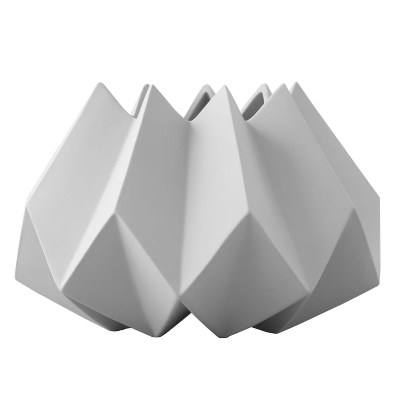 Décoration - Vases - Vase Folded céramique gris / Argile - Ø 22 x H 15 cm - Audo Copenhagen - Cendre - Argile