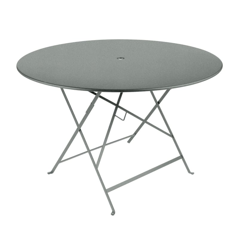 Bistro Foldable table metal grey 117 cm 6 8 people Parasol hole Fermob