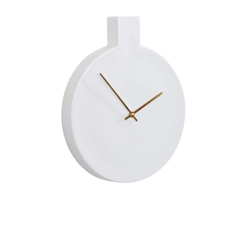 Décoration - Horloges  - Horloge murale Label céramique blanc / L 24 x H 29,5 cm - Thelermont Hupton - Blanc / Aiguilles dorées - Porcelaine de Chine