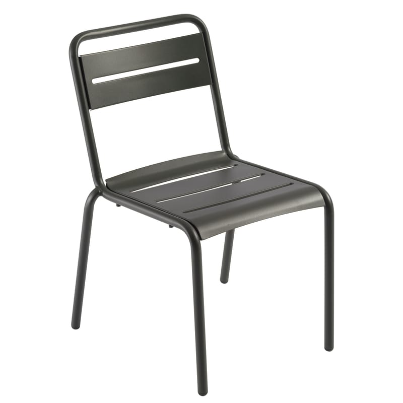 Möbel - Stühle  - Stapelbarer Stuhl Star metall / Metall - Emu - Dunkles Eisen (matt) - Galvanisiertes Blech, gefirnister Stahl