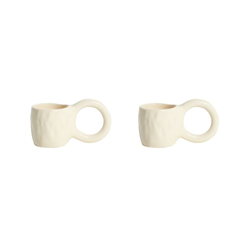 Table et cuisine - Tasses et mugs - Tasse à espresso Donut Small céramique beige / Ø  6 x H 5,5 cm - Lot de 2 - Petite Friture - Vanille - Faïence émaillée