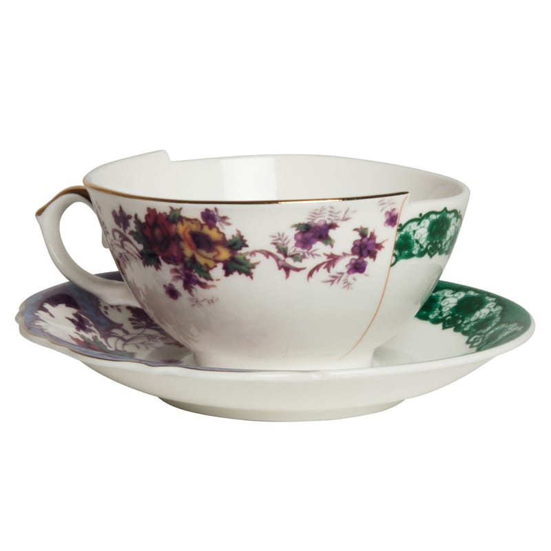 Table et cuisine - Tasses et mugs - Tasse à thé Hybrid Isidora céramique multicolore / Set tasse + soucoupe - Seletti - Isidora - Porcelaine Bone China