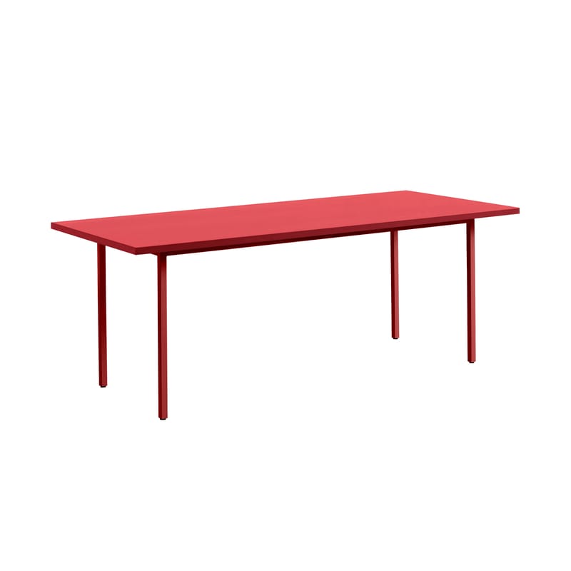 Arredamento - Tavoli - Tavolo rettangolare Two-Colour corian rosso / 200 x 90 cm - MDF Valchromat® - Hay - Top rosso / base bordeaux - , Acciaio laccato
