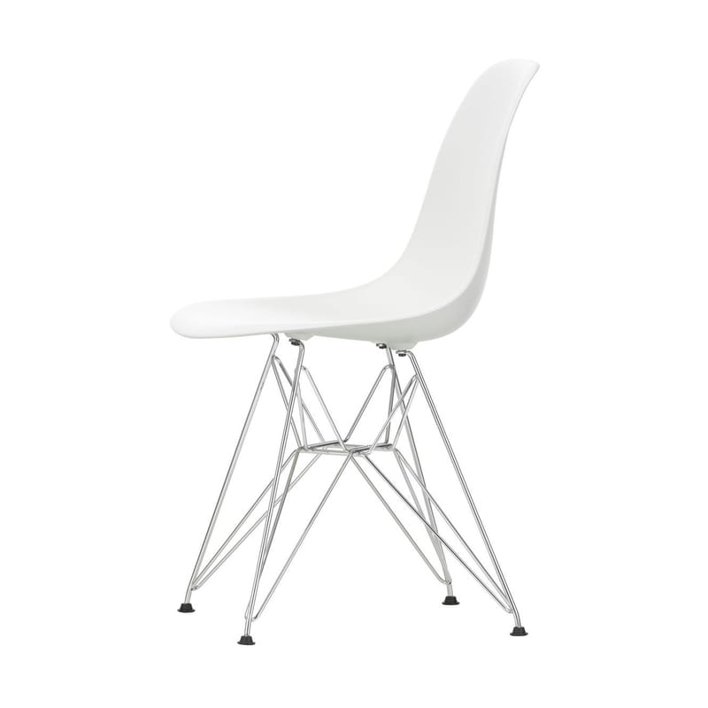 Mobilier - Chaises, fauteuils de salle à manger - Chaise DSR - Eames Plastic Side Chair plastique blanc / (1950) - Pieds chromés - Vitra - Blanc / Pieds chromés - Acier chromé, Polypropylène