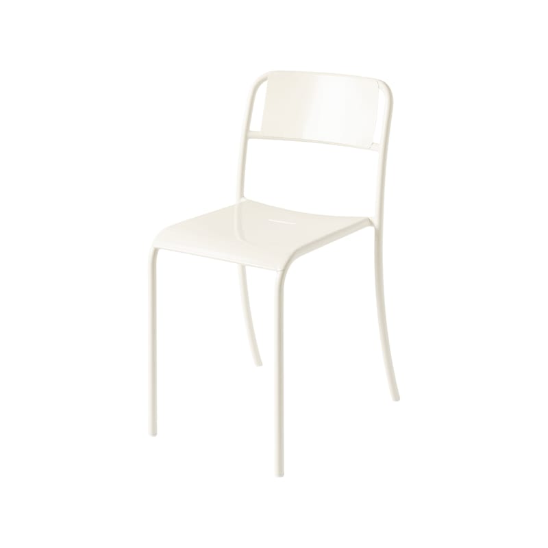 Mobilier - Chaises, fauteuils de salle à manger - Chaise empilable Patio métal blanc / Tôle pleine - Tolix - Blanc perle - Acier inoxydable