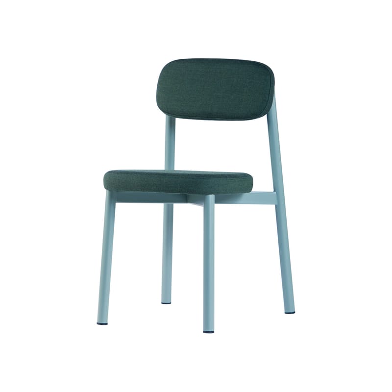 Mobilier - Chaises, fauteuils de salle à manger - Chaise rembourrée Residence tissu vert / Empilable - KANN DESIGN - Vert - Acier, Mousse HR, Tissu Kvadrat