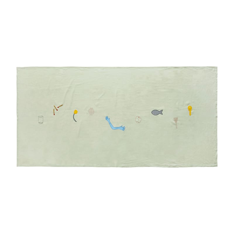 La boutique de Noël - Table pétillante - Nappe en tissu Sobremesa tissu vert / 140 x 300 cm - Lin & coton - Hay - Fond vert pâle - Coton, Lin