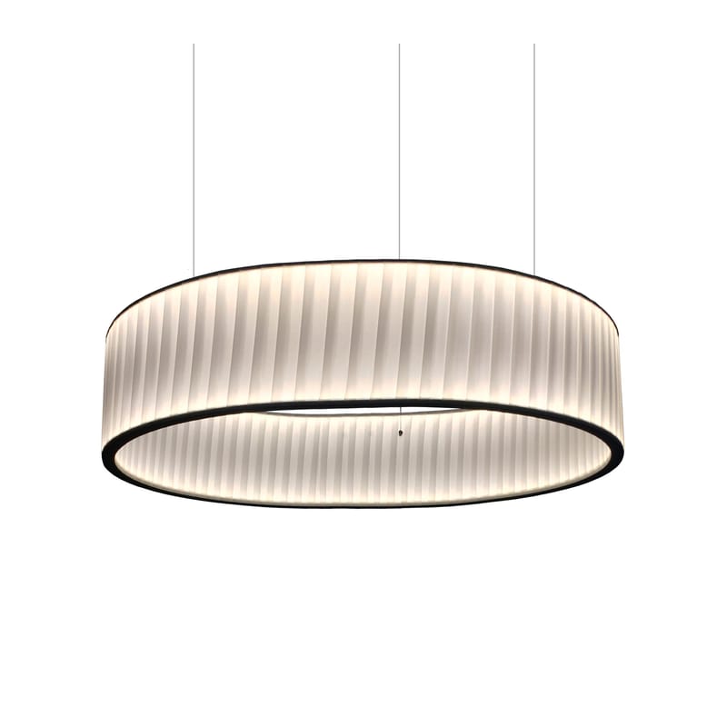 Luminaire - Suspensions - Suspension Ronde métal tissu blanc / LED double flux - Ø 80 cm - Dix Heures Dix - Blanc - Inox, Tissu