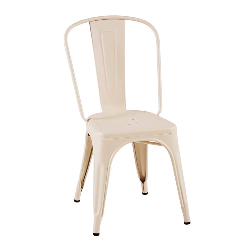 Mobilier - Chaises, fauteuils de salle à manger - Chaise empilable A Indoor métal blanc / Acier Couleur - Pour l\'intérieur - Tolix - Ivoire (mat fine texture) - Acier laqué