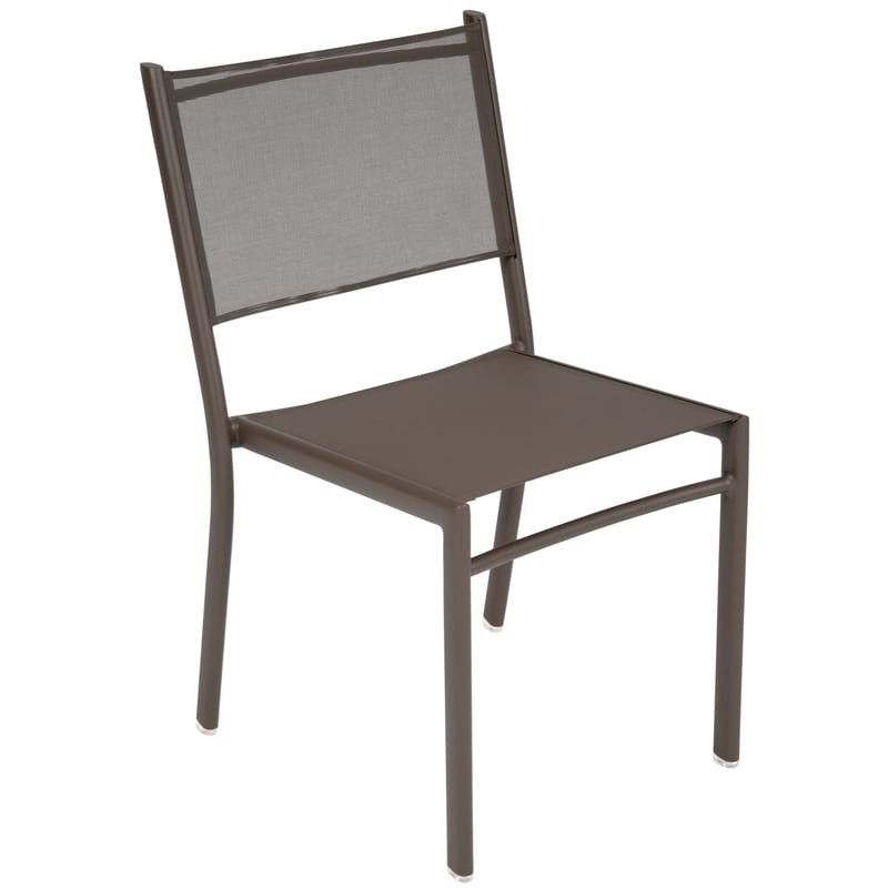Mobilier - Chaises, fauteuils de salle à manger - Chaise empilable Costa tissu orange - Fermob - Rouille - Aluminium, Toile