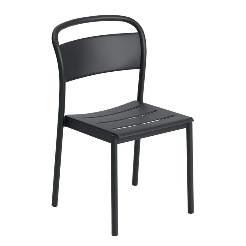Mobilier - Chaises, fauteuils de salle à manger - Chaise empilable Linear métal noir - Muuto - Noir - Acier