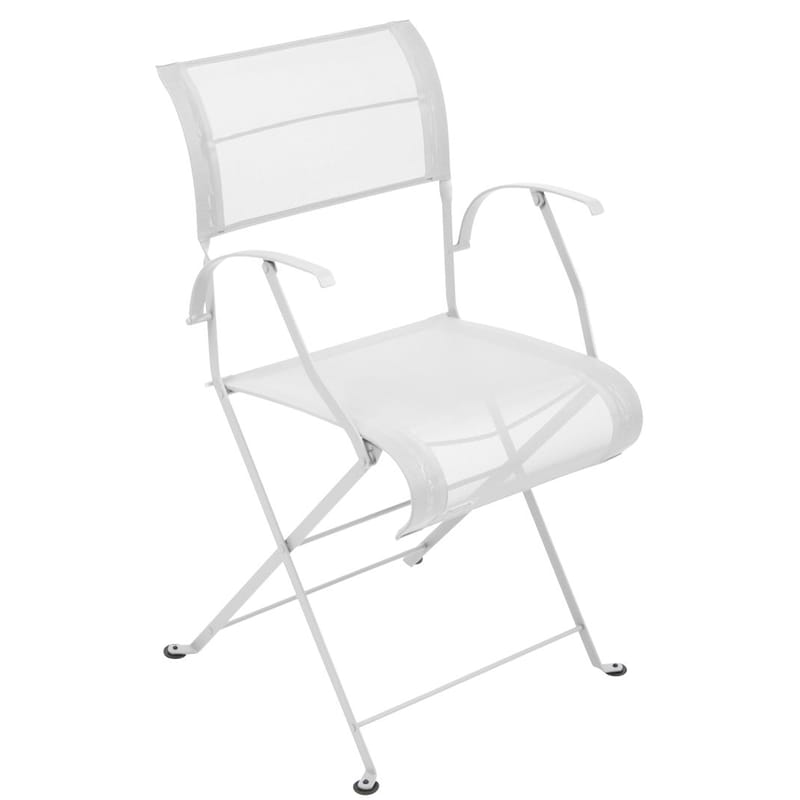 Mobilier - Chaises, fauteuils de salle à manger - Fauteuil pliant Dune tissu blanc - Fermob - Blanc coton - Acier laqué, Toile polyester