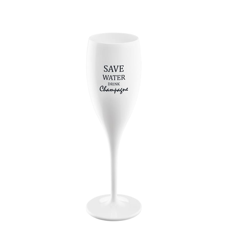 Table et cuisine - Verres  - Flûte à champagne Cheers plastique blanc / Plastique - Save water - Koziol - Save water - Plastique Superglas