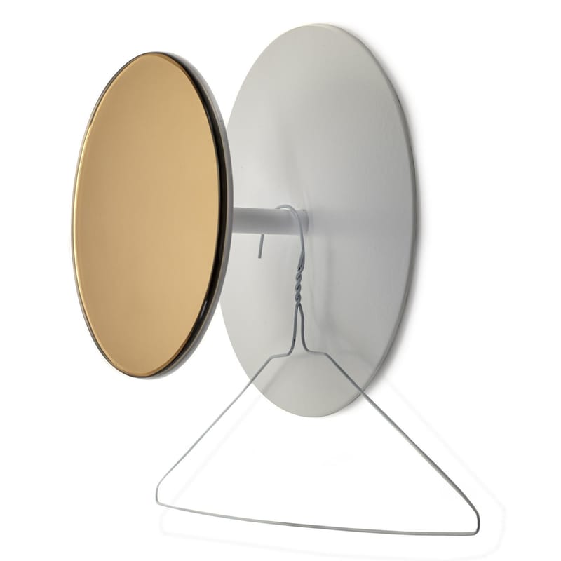 Furniture - Coat Racks & Pegs - Reflect Hook metal glass white copper Mirror - Ø 25 cm - Serax - Blanc / Copper mirror - Metal, Smoked glass