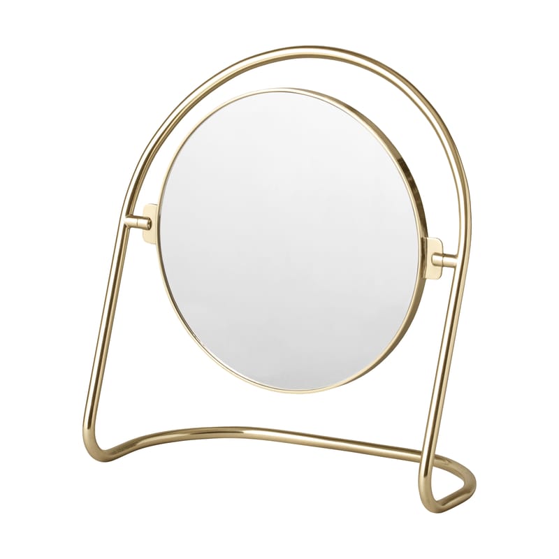 Décoration - Miroirs - Miroir à poser Nimbus or métal / Double face - Grossissant - Audo Copenhagen - Laiton poli - Laiton massif poli, Verre