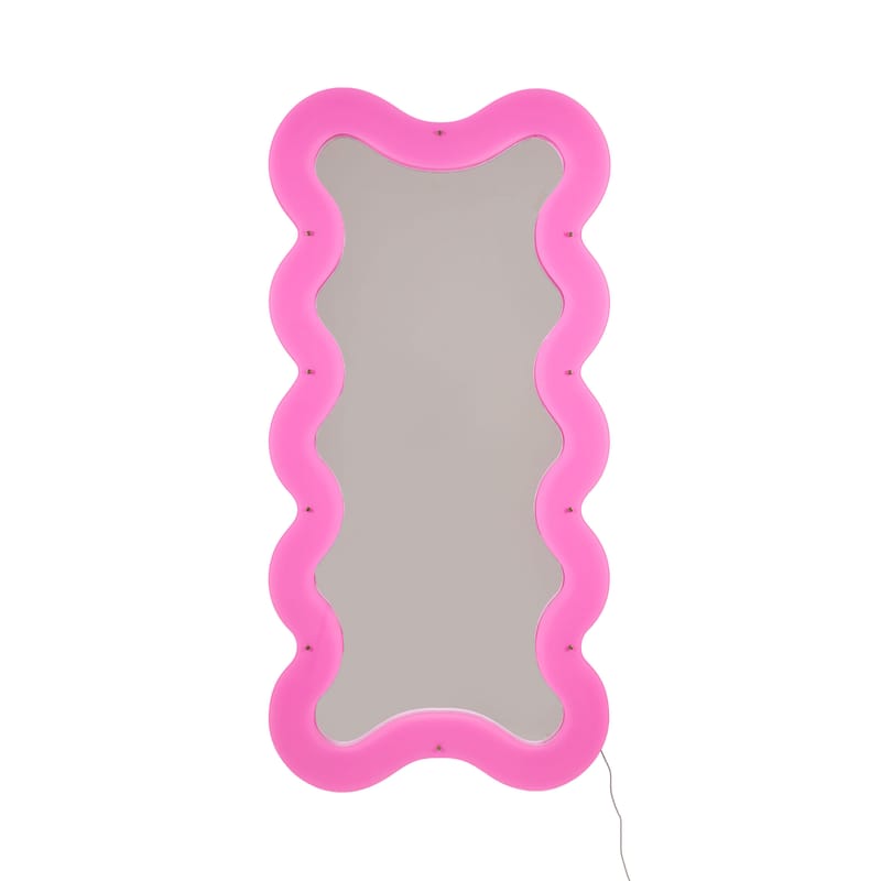 Décoration - Miroirs - Miroir lumineux avec prise Supercurve - Tall plastique rose / LED - L 90 x H 185 cm - Seletti - Tall / H 185 cm - Acrylique, Verre