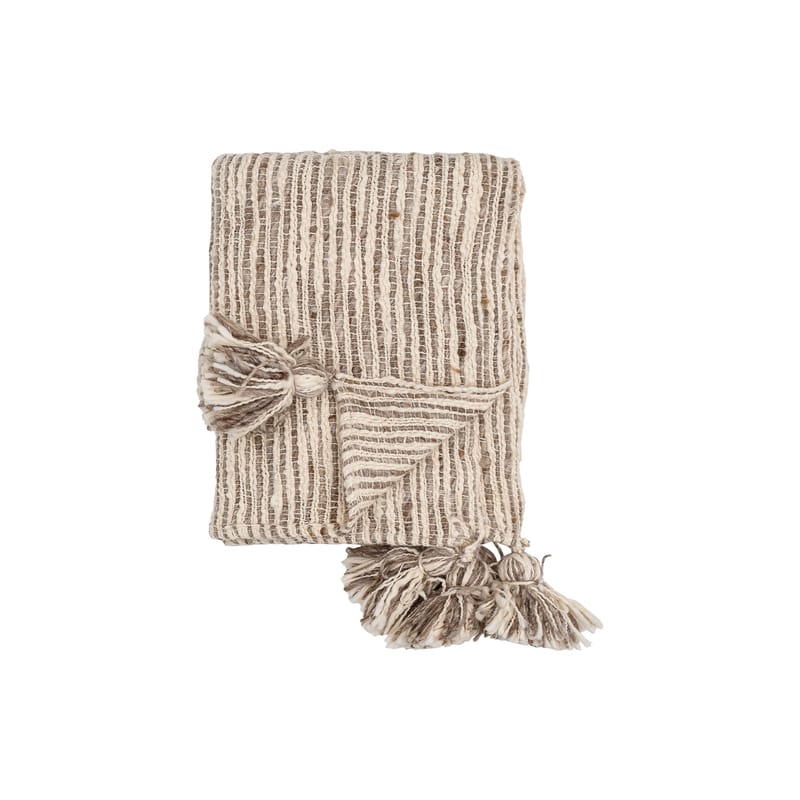 La boutique de Noël - Cadeaux petits prix - Plaid Giovanna tissu beige / 150 x 125 cm - Coton & laine - Bloomingville - Sable et écru - Coton, Laine