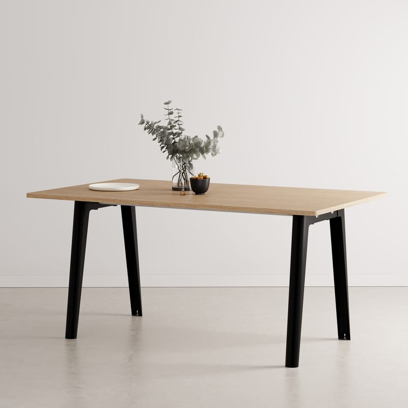 Möbel - Tische - rechteckiger Tisch New Modern holz schwarz / 160 x 95 cm - Öko-zertifizierte Eiche / 6 bis 8 Personen - TIPTOE - Graphit-Schwarz - Massive Tanne mit Eichenfurnier, thermolackierter Stahl