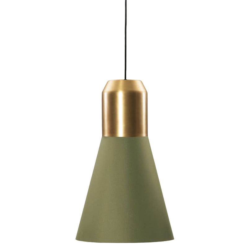 Luminaire - Suspensions - Suspension Bell Light tissu vert or métal / Ø 32 x H 53 cm - ClassiCon - Vert & laiton - Laiton, Tissu