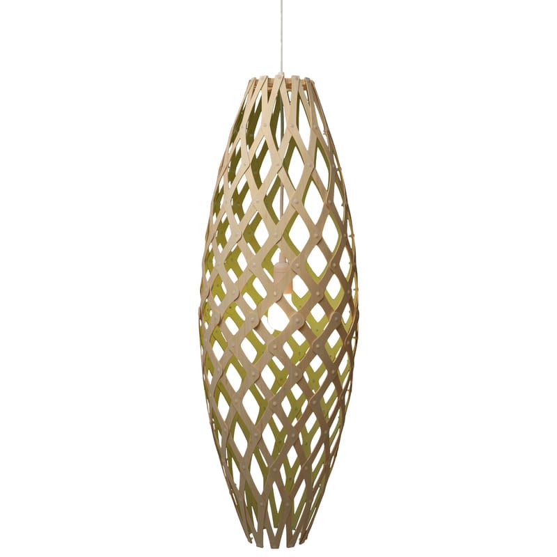 Luminaire - Suspensions - Suspension Hinaki vert bois naturel / H 90 cm - Bicolore - David Trubridge - Vert citron / bambou naturel - Bambou