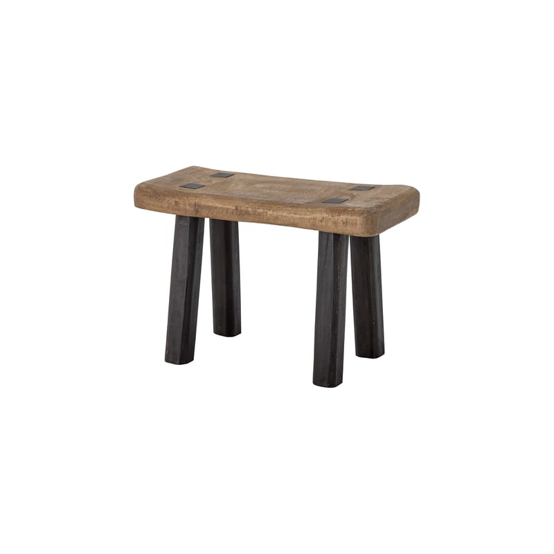 Design Days - Tabouret Hern bois naturel / Table d\'appoint - 45,5 x 20,5 x H 20,5 cm - Bloomingville - Bois & noir - Bois de manguier