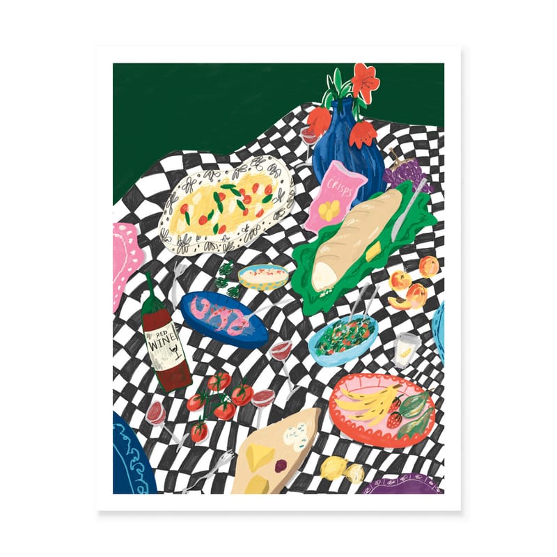 Décoration - Stickers, papiers peints & posters - Affiche Bouje Picnic By Zena Kay papier multicolore / 46 x 61 cm - Slowdown Studio - Bouje Picnic - Papier certifié FSC