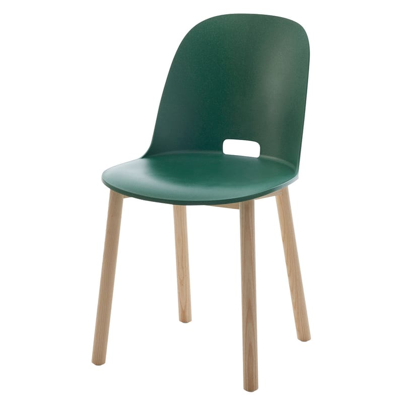 Mobilier - Chaises, fauteuils de salle à manger - Chaise Alfi plastique bois vert / Piètements frêne - Emeco - Vert - Frêne, Matériau composite recyclé