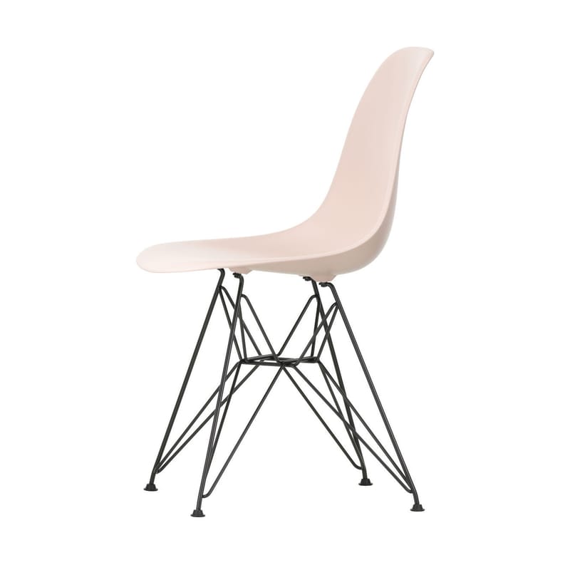 Mobilier - Chaises, fauteuils de salle à manger - Chaise DSR - Eames Plastic Side Chair plastique rose / (1950) - Pieds noirs - Vitra - Rose tendre / Pieds noirs - Acier laqué époxy, Polypropylène