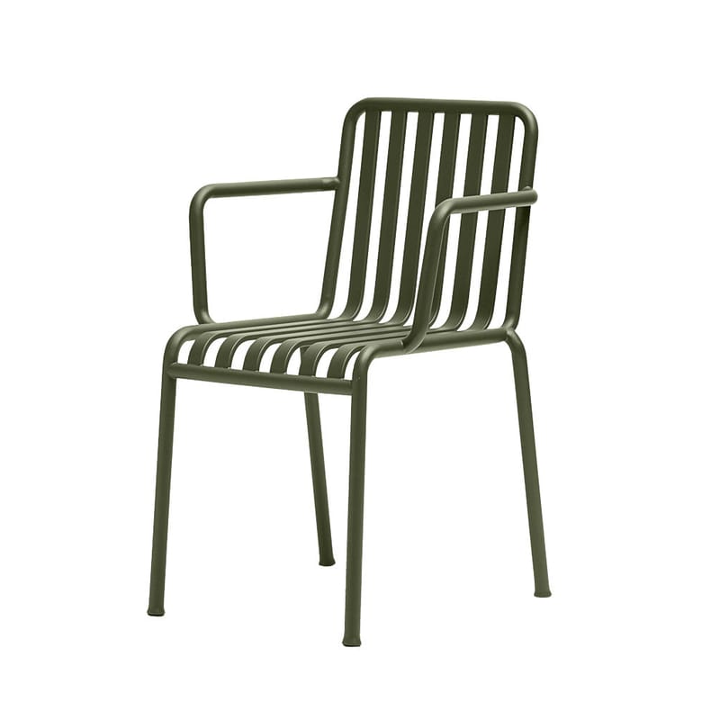 Mobilier - Chaises, fauteuils de salle à manger - Fauteuil empilable Palissade métal vert / Bouroullec, 2016 - Hay - Vert olive - Acier électro-galvanisé, Peinture époxy