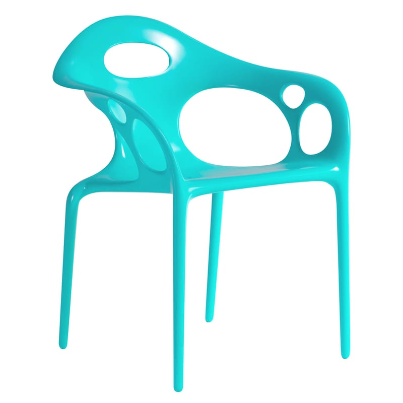 Mobilier - Chaises, fauteuils de salle à manger - Fauteuil empilable Supernatural plastique bleu - Moroso - Turquoise - Fibre de verre, Polypropylène