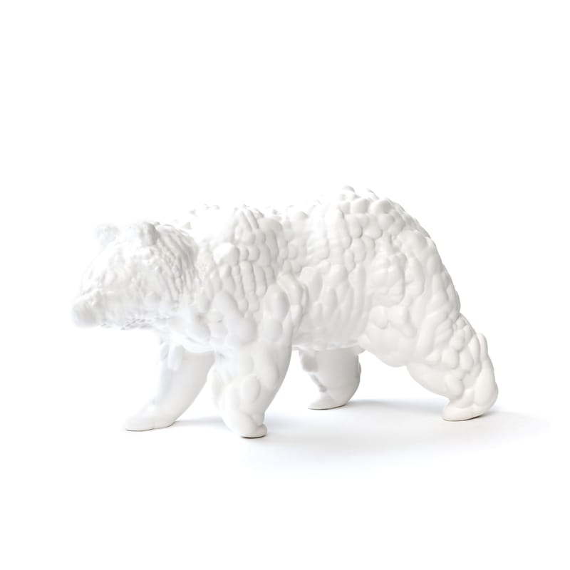 Décoration - Objets déco et cadres-photos - Figurine Orso Large céramique blanc / Céramique modelée 3D - L28 cm - Moustache - Blanc - Céramique émaillée