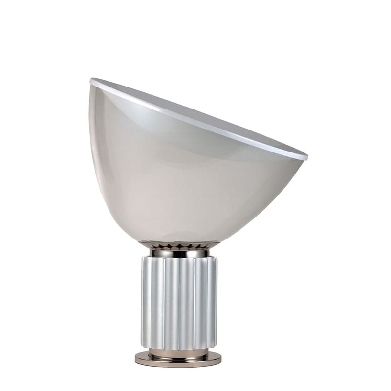 Luminaire - Lampes de table - Lampe de table Taccia LED Small verre argent /  H 48 cm - Castiglioni, 1962 - Flos - Argent / Transparent - Aluminium, Verre soufflé