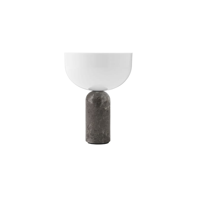 Luminaire - Lampes de table - Lampe sans fil rechargeable Kizu LED pierre gris / Base marbre - H 24 cm - NEW WORKS - Marbre gris - Acrylique, Marbre