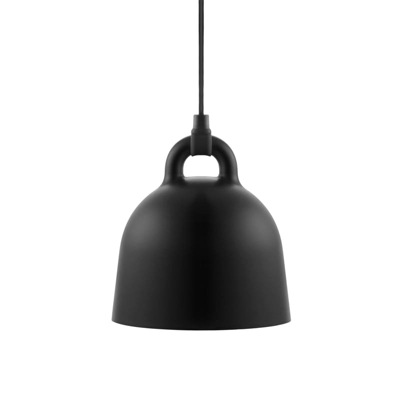 Luminaire - Suspensions - Suspension Bell métal noir / Extra small Ø 22 cm - Normann Copenhagen - Noir mat & Int. Blanc - Aluminium