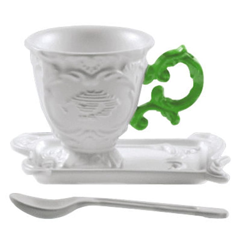 Table et cuisine - Tasses et mugs - Tasse à café I-Coffee céramique vert / Set tasse + soucoupe + cuillère - Seletti - Vert - Porcelaine