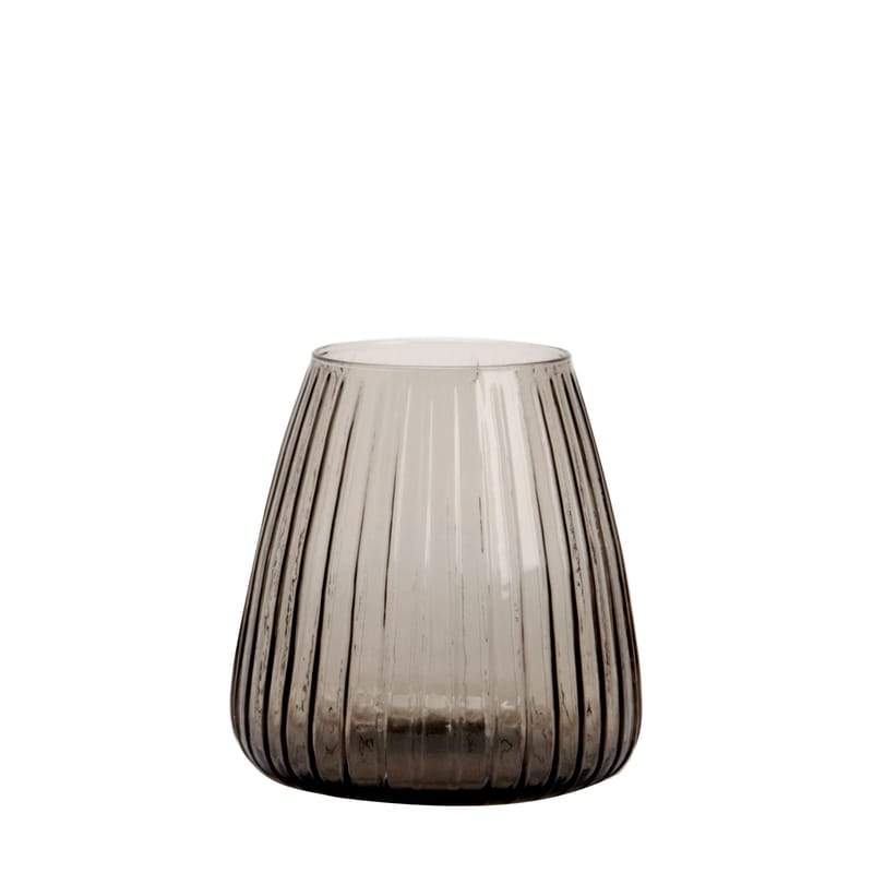 Décoration - Vases - Vase Dim verre gris / Vase - Ø 15 x H 16 cm - XL Boom - Small / Rayé - Verre soufflé bouche